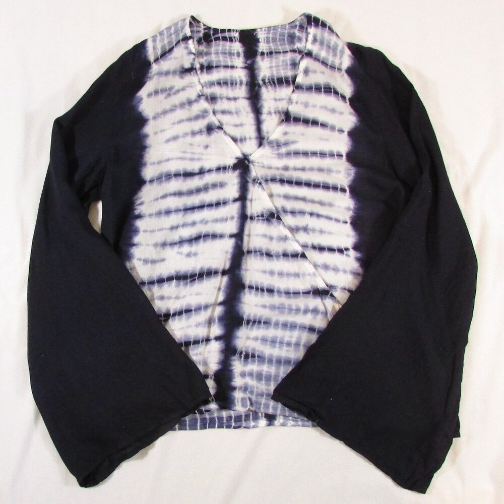 Tie dye Blouse Women's Black and White Flared sleeves Size S